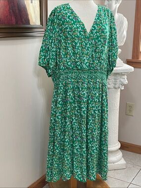 Draper James 3x Smocked Midi Green Floral NWT